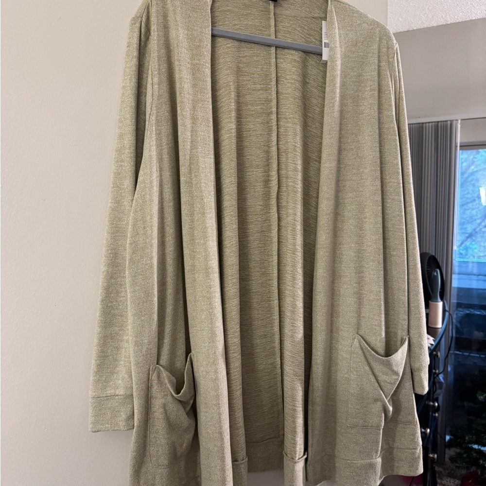 Lane Bryant Light Tan Open-Front Cardigan